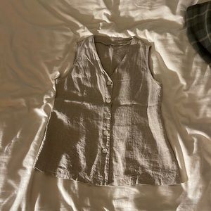 Linen button up vest, large